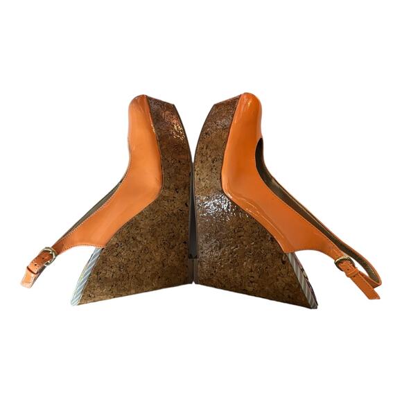 Sam Edelman Mallory Cork Wedge orange slingback size 7.5 - Picture 10 of 13